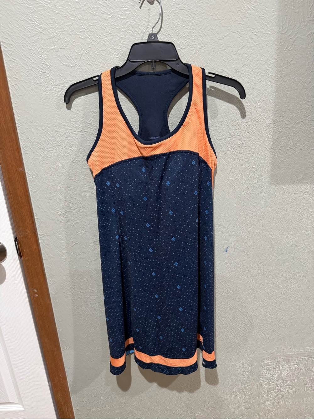 Patagonia Navy and Coral Racerback Dress All Weather Dress Size Small EUC